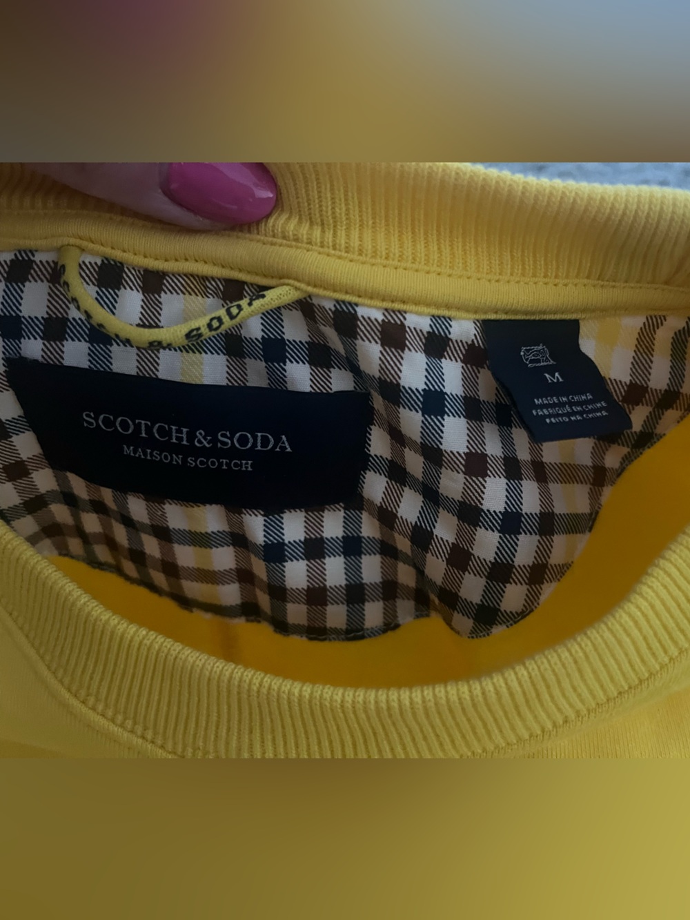 Scotch & Soda Bright Yellow Crewneck Sweatshirt with Sleeve Patch - Picture 3 of 4